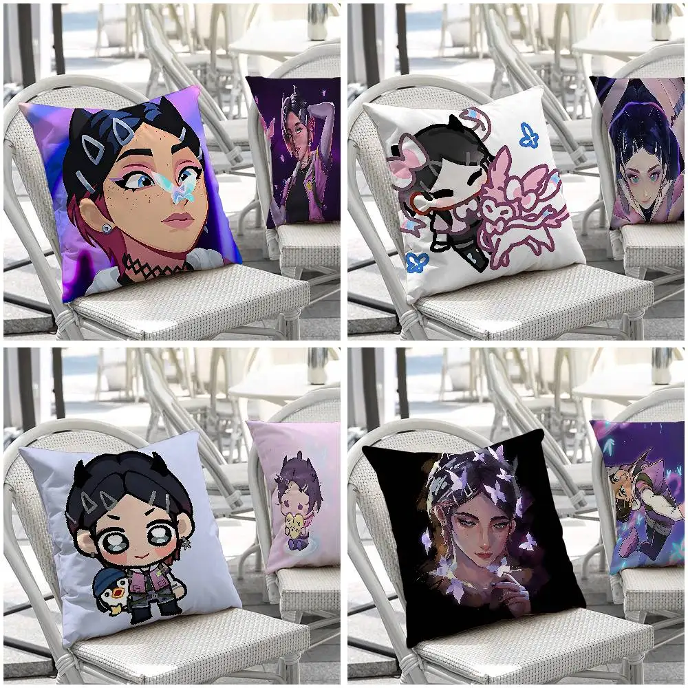 Cute C-Clove V-Valorant Customizable Square Pillowcases, Stylish And Soft, Perfect For Beds, Cars, And Sofas.