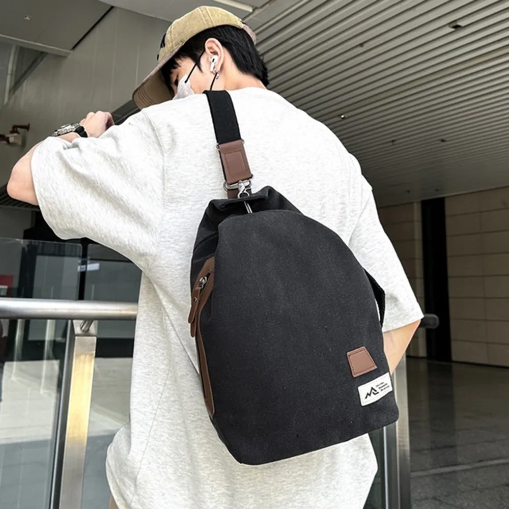 

Large Capacity Canvas Chest Bag Retro Style Minimalist Design Male Crossbody Bag Casual Durable Single Shoulder Pouch Students