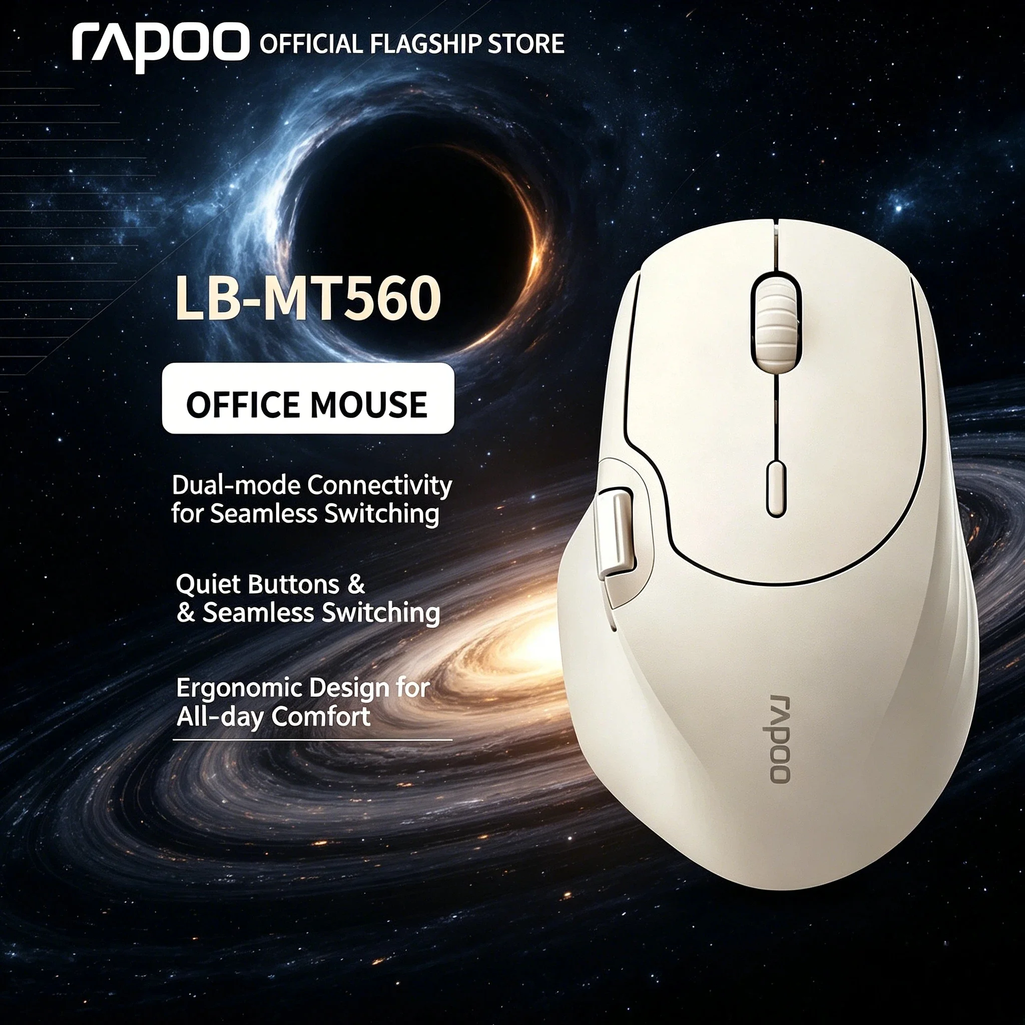 Rapoo MT560 Hall Magnetic Induction 3 Mode Wireless Mouse Ergonomic Knob Cross Screen Custom Graceful Lightweight Esoteric Pro
