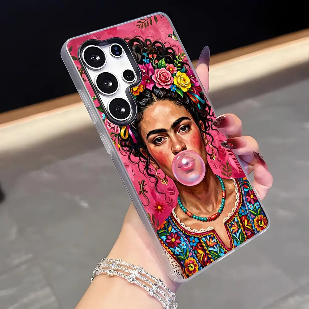 Capa de Celular Fashion F-Frida Kahlo para Samsung S26 S25 Plus S24 Plus S22 Ultra S23 FE S21 Plus S21 Ultra Jelly Cover