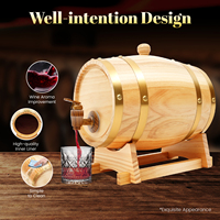 3L Oak Wood Wine Barrel Whisky Wine Barrel Dispenser with Stand&Tap Home Bourbon Rum Wine Storage Barrel Container