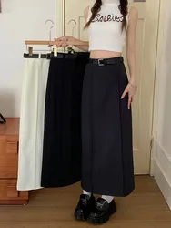 S-XL3Colors Women Long Skirt Spring Summer 2023 Korean Style High Waist Skinny Pencil Suit Long Skirts Female+belt(75098