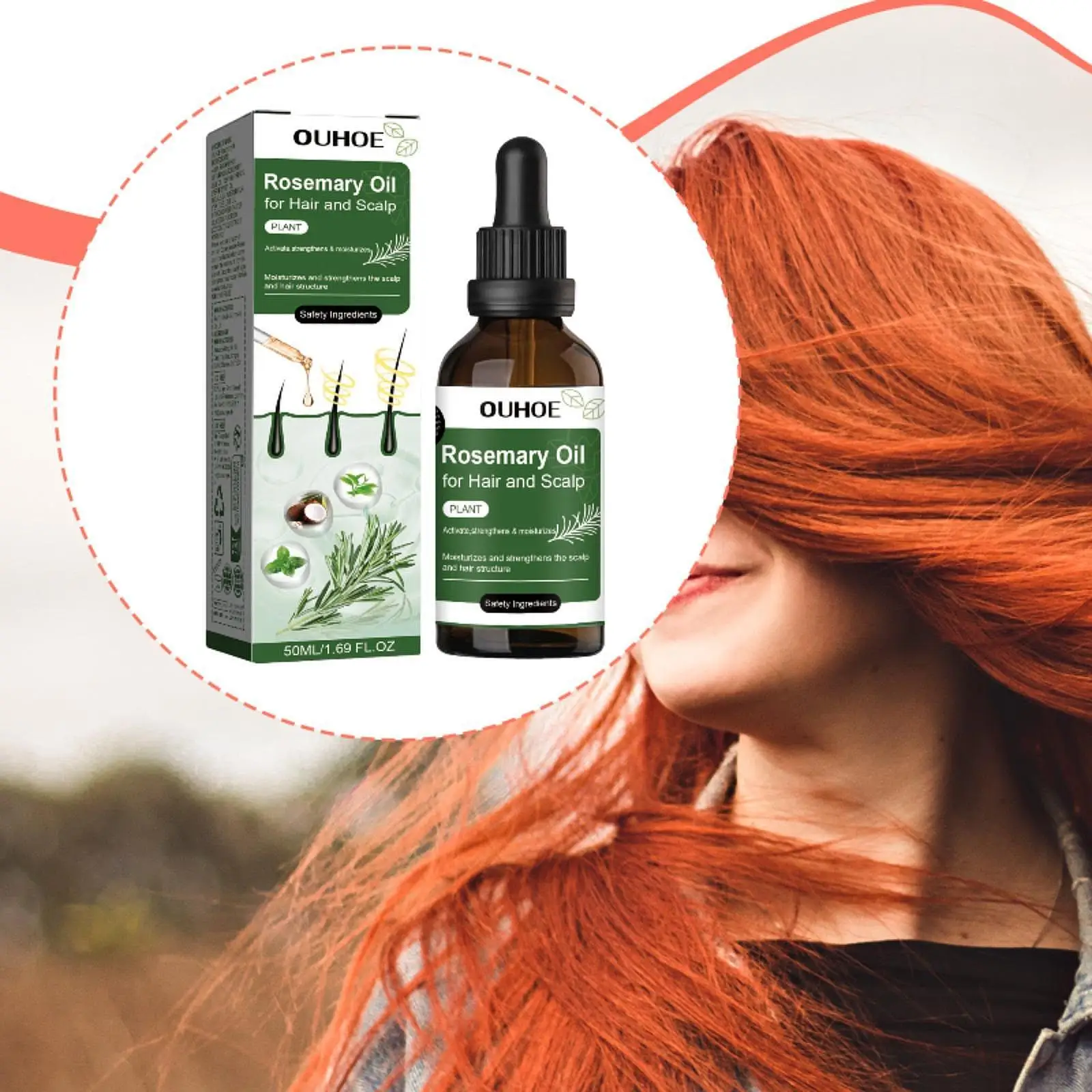 

Масло для волос с розмарином 50 мл (1.2x4.5 дюйма), многофункциональное, для сухих/поврежденных волос, увлажняет кожу головы, восстанавливает секущиеся концы, контролирует пушистость, дорожный формат