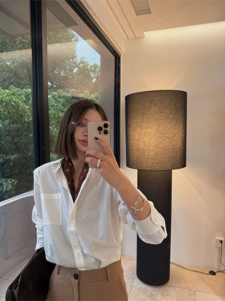 

Versatile Cotton irt "Pimlico" Early Autumn ential Straight Cut Long Sve Breathable Skin-Friendly Women's Faion