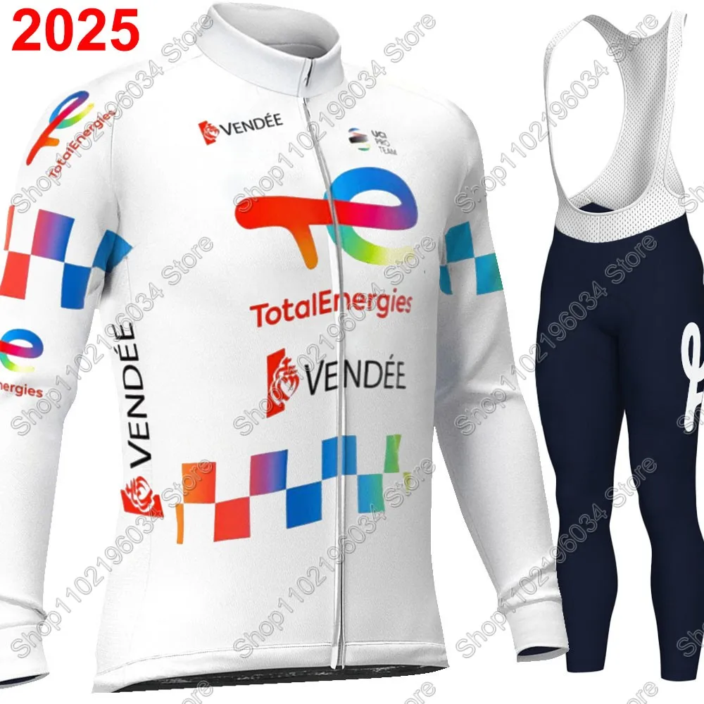 Total Energies 2025 فريق الدراجات جيرسي مجموعة الصيف الشتاء ملابس رسمية طويلة الأكمام الدراجة الجبلية الطريق السراويل مريلة Ciclismo #1
