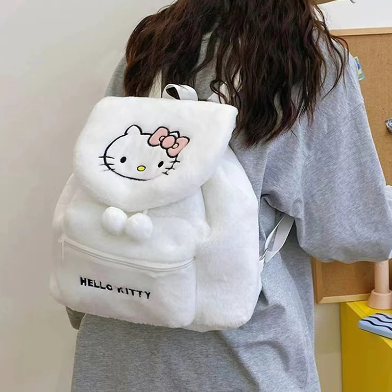 

Anime Sanrio Hairy Backpack Kuromi School Bag Hello Kitty Plush Bag My Melody Student Bag Girls Handbag Kids Toys Birthday Gifts