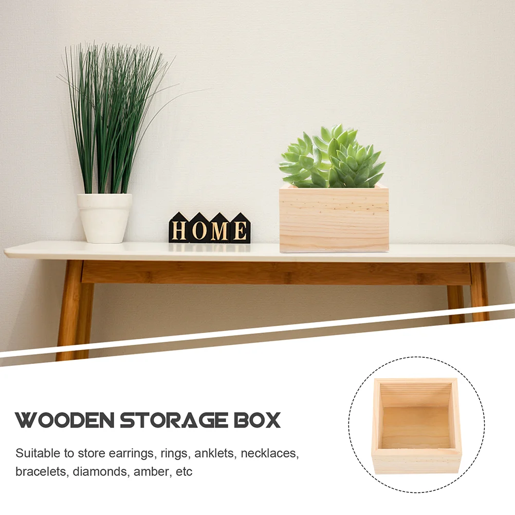 4 Pcs Handicraft Wooden Box Unpainted Nesting Crates Storage Organizer Cube Unfinished Gift Boxes for Decor