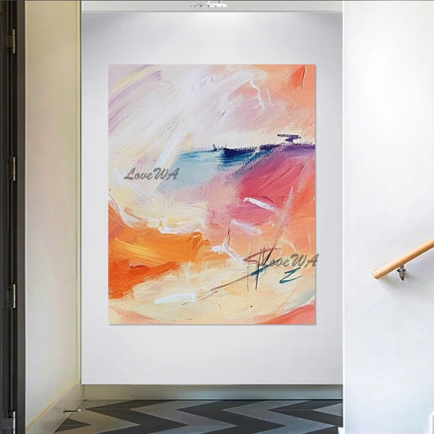 

Hand-painted Colorful Abstract Oil Painting, Wall Picture For Restaurant, Modern Decorative Canvas Art, Home Decor, Unframed