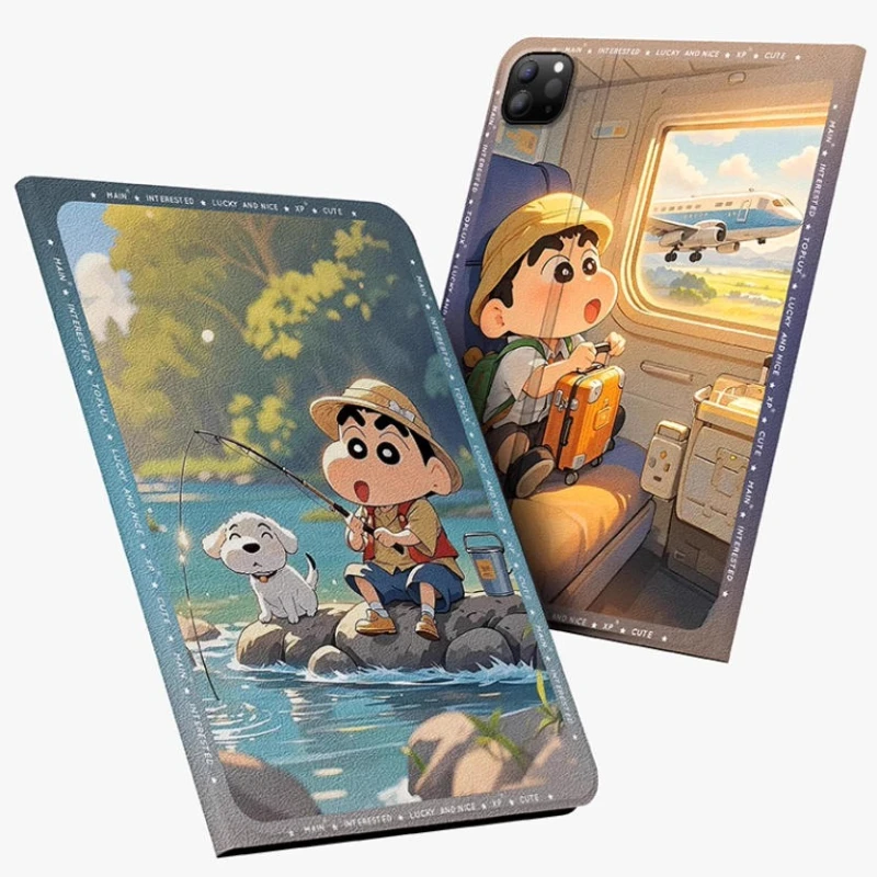 تلوين شين تشان لجهاز iPad حافظة ipad 8/9/10 Air 4 5 M2 M3 10.2in 10.9in A16 11in حافظة واقية Pro 4 5 6 12.9in M4 غطاء لوحي