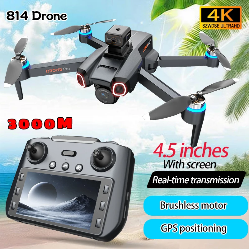 

814 GPS Drone 4K Professional Aerial Photography HD Dual Camera 5G WIFI Obstacle Avoidance Brushless Rc Screen Quadcopter Drones