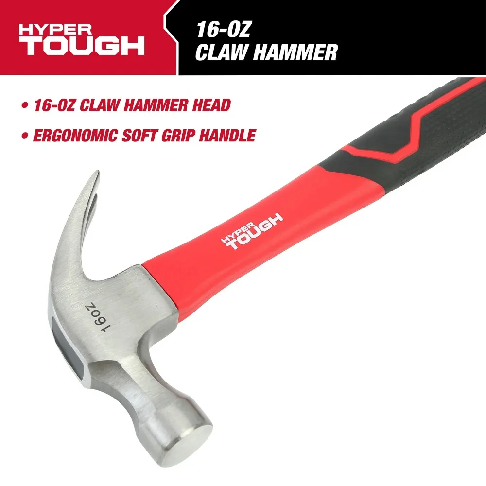 16-Ounce Claw Hammer with Fiberglass Handle 2124V Curved Claw Great for Any Project Essential Tool Belt Item