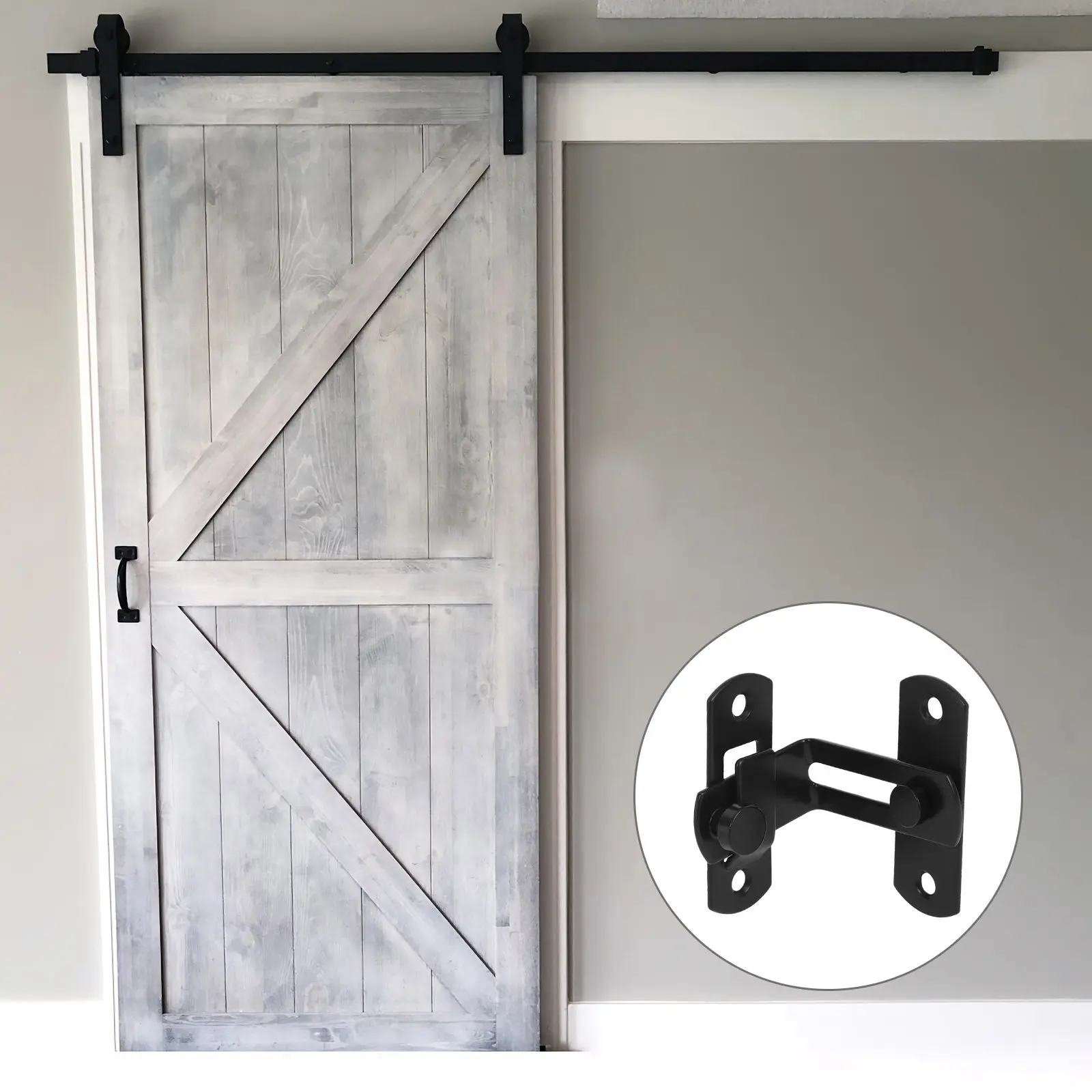 1Set Barn Door Lock Latch Carbon Steel Sliding Door Lock Clasp for American Barn Garden Outdoor Privacy Heavy Duty Security