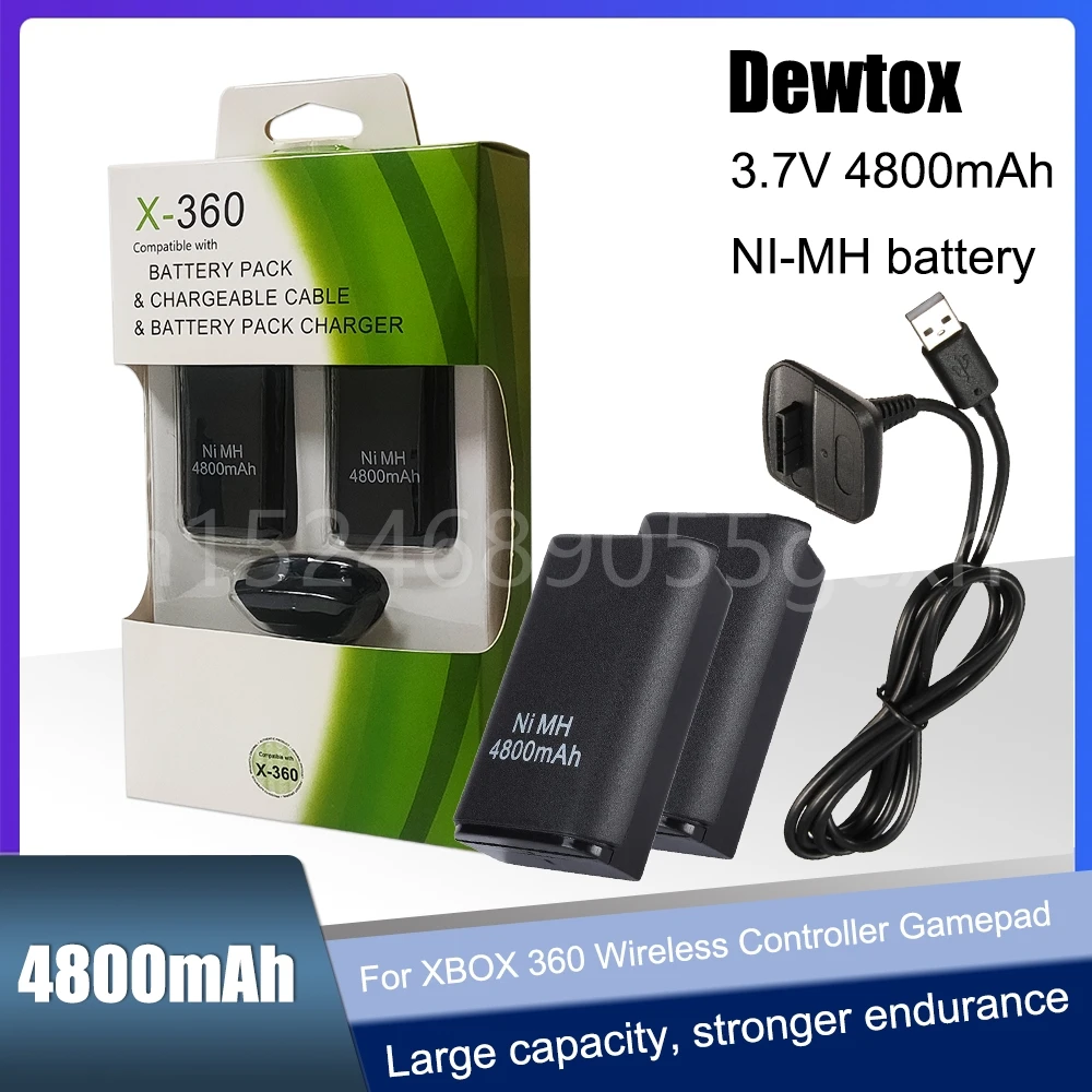 

3.7V 4800mAh Rechargeable Ni-MH Battery Pack for XBOX 360 Wireless Controller Gamepad Batteria with USB Charger Cable