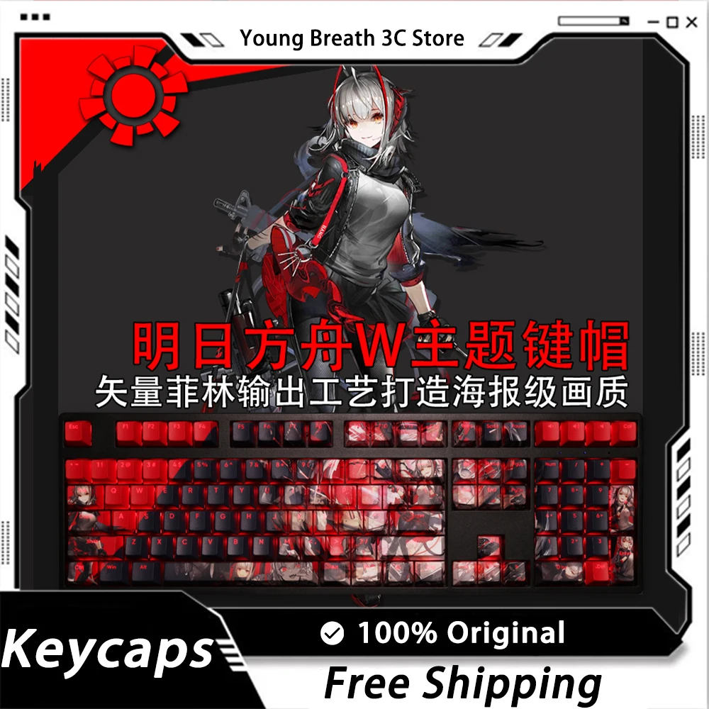 

Custom Diy Arknights W Keycaps Mechanical keyboard Kit Keycap Light Transmission 108Key PBT Keycap Set PC Gamer Accessories Gift