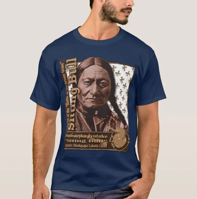 New 100% Cotton Short Sleeve O-Neck Casual Mens Top Legendary Hunkpapa Lakota Chief Sitting Bull oversized graphic t shirts tops