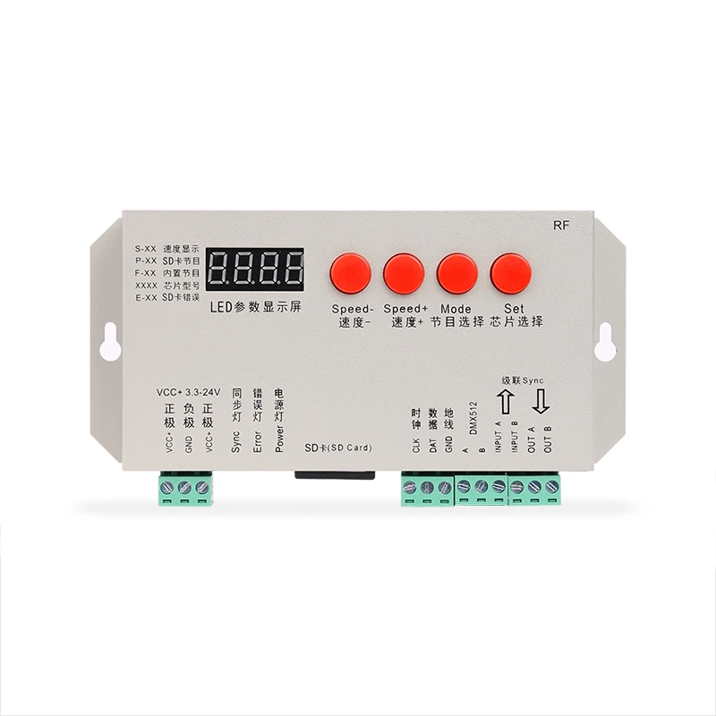 K-1000s SD card programmable addressable pixel light controller, SPI DMX512 support, WS2811 1903 2812 2813 2815 16703 6812 1914