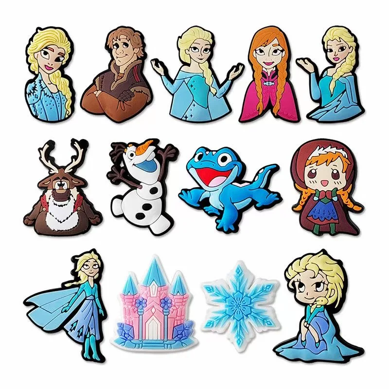 MINISO 13PCS Disney Frozen Shoe Charms Shoe Accessories Decorations for Anna Elsa Olaf Clog Shoes Charm Buckle Kids Party Girls