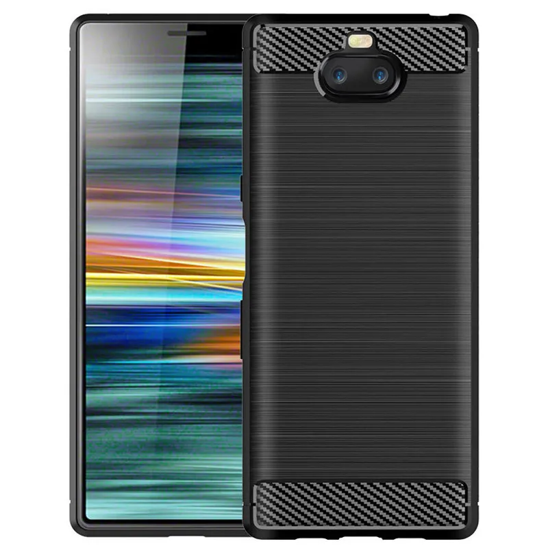 Carbon Fiber Cover for Sony Xperia 10 Soft Shockproof SmartPhone Case for Sony Xperia10 Anti-Knock Silicone Cases