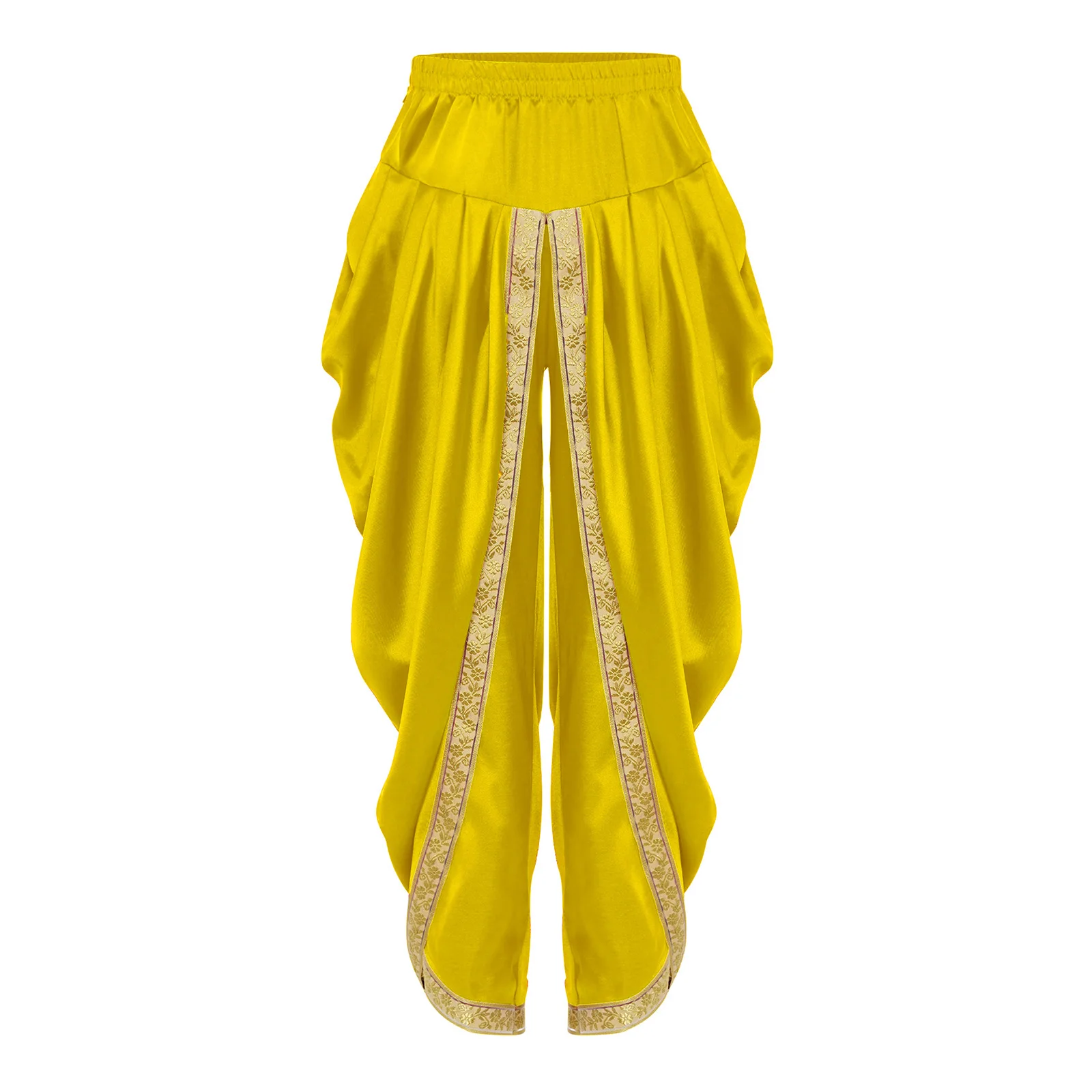 Boys Satin Dhoti Pants Halloween Party Arabian Prince Cosplay Costume Glossy Draped Baggy Trousers Indian Traditional Clothes