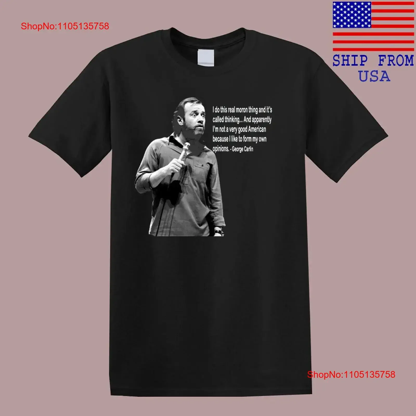 George Carlin Stand Up Comedian Men's Black T Shirt Size S 5XL vintage Washed streetwear designer clothes Stylish Versatile