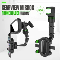 Universal Car Phone Holder Multifunctional 360 Degree Rotatable Auto Rearview Mirror Seat Hanging Clip Bracket Cell Phone Stand