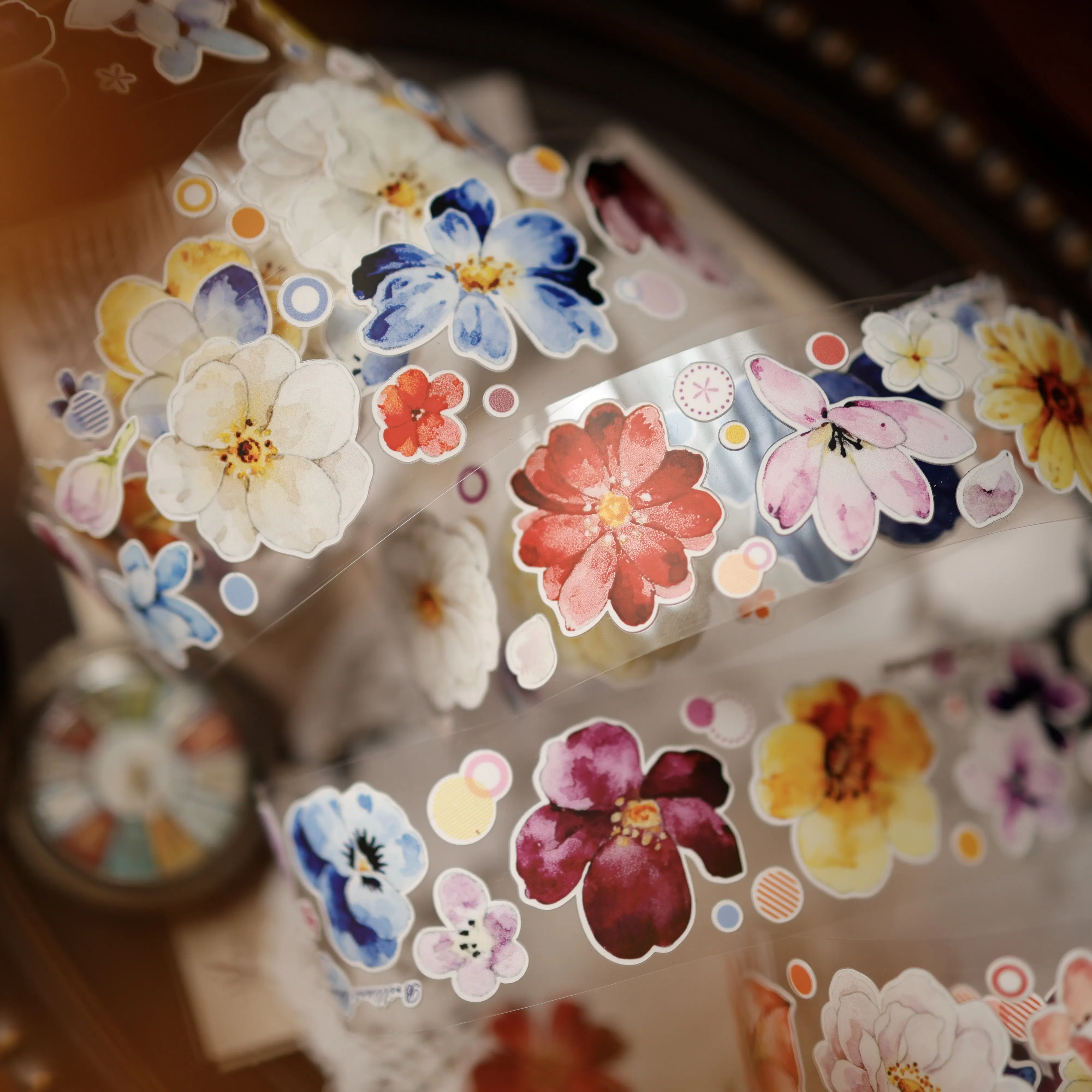

Yi'er 17 New Product [Small Color Bar] Light Retro Journal Color Flower Pet Sticker Washi Paper