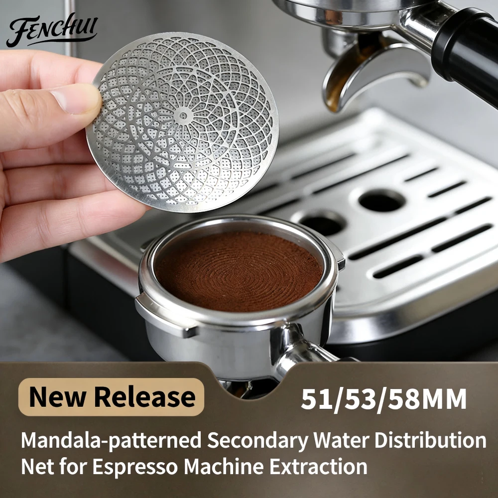 

FENCHUI 51/58mm Sintered Mesh Dispersion Plate - Stainless Steel Secondary Shower Screen for Portafilter, Promotes Even Extract