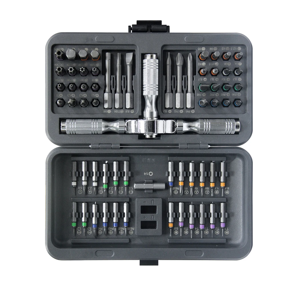 66Pcs Screwdriver Bit Set With T-Handle Ratchet Wrench, Alloy Steel Hex Socket Driver For Repair Hand Tools