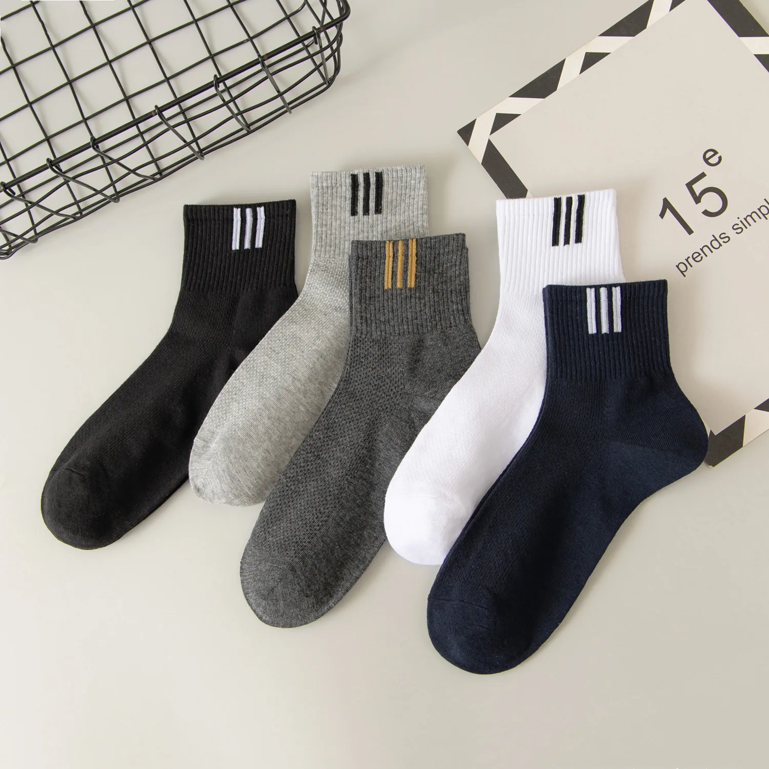 5 Paar Herren Sommer dünne Mesh Socken dünne hochwertige Baumwolle schweiß absorbierende atmungsaktive verschleiß feste schwarze Socken Großhandel