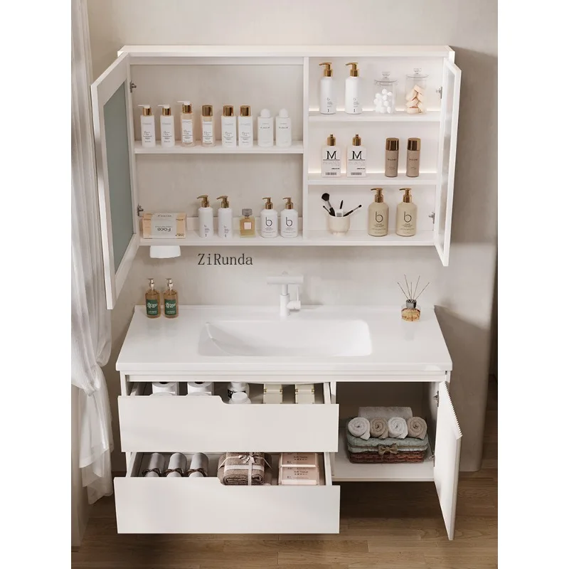 

Комбинация тумбы для ванной из дуба с керамической раковиной, тумба с умывальником.