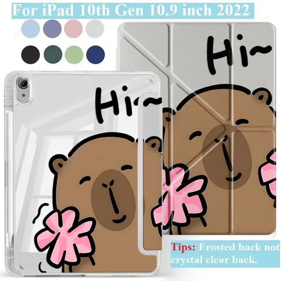 

Cartoon C-Capybara Holder Cover Tablet Case For iPad Mini 6 7 Pro 10th 9th 8th Air 1 2 4 5 Pro 11th 7th Air M3 M4 M2