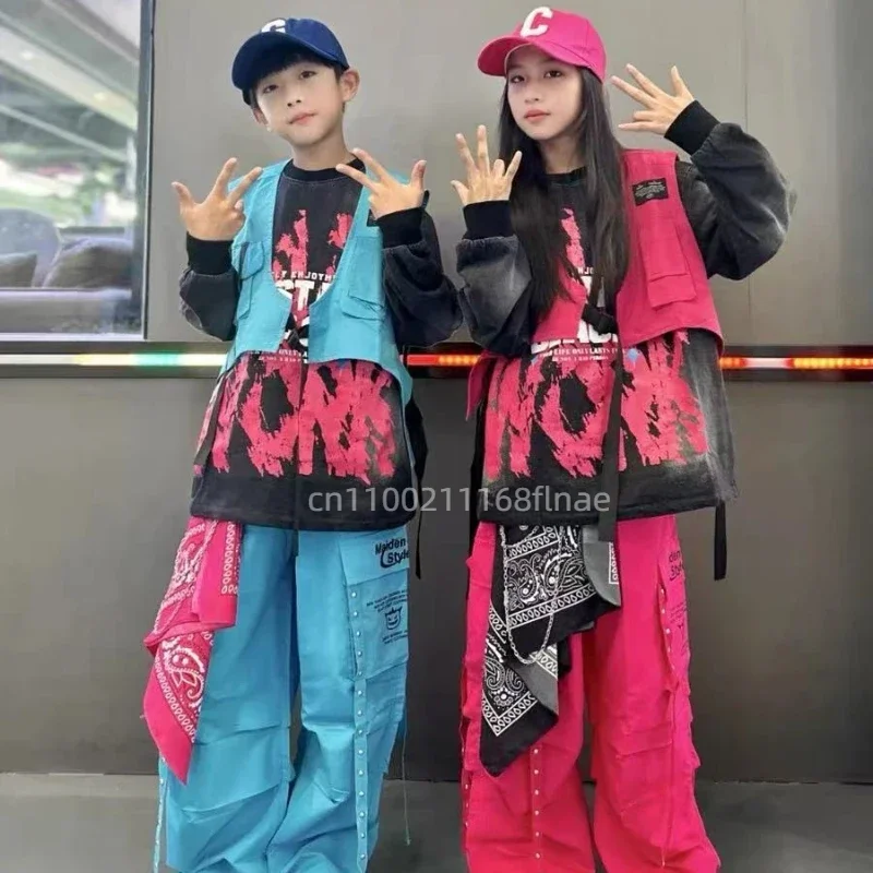 Hip-Hop- und Street-Dance-Performance-Kostüme für Kinder, Dopamin-T-Stage-Laufstegmode für Kinder, Jazz-Tanzkostüme für Mädchen