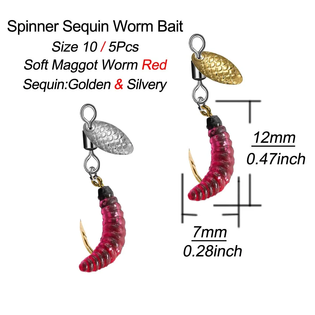 5 Stücke/10 Stücke Spinner Pailletten Wurm Köder Fliegen Angeln Köder Haken Für Forelle/Steelhead/Salmon/Bass