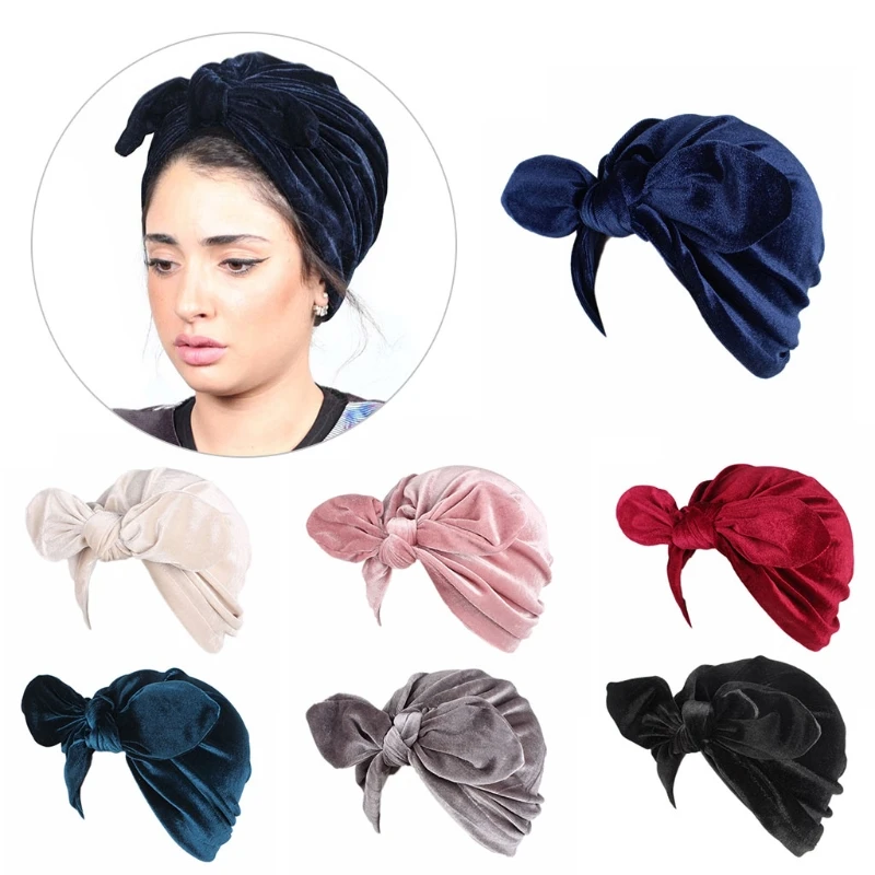 E15E Women Headscarf Muslim Hijab Turban Pleated Hair Loss Cover Scarf for Head