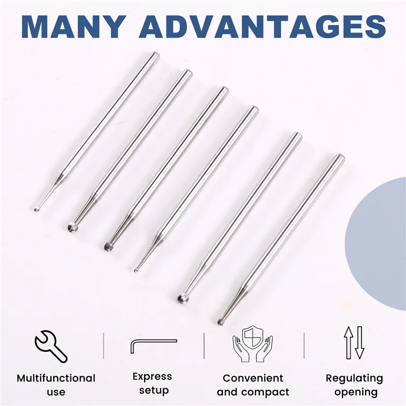 AT02-6Pcs Large Blade Ball Burr 3/32'' Shank Round Ball Shape Jewelry Making Burs 3/32'' Shank Large Blade Ball Burr