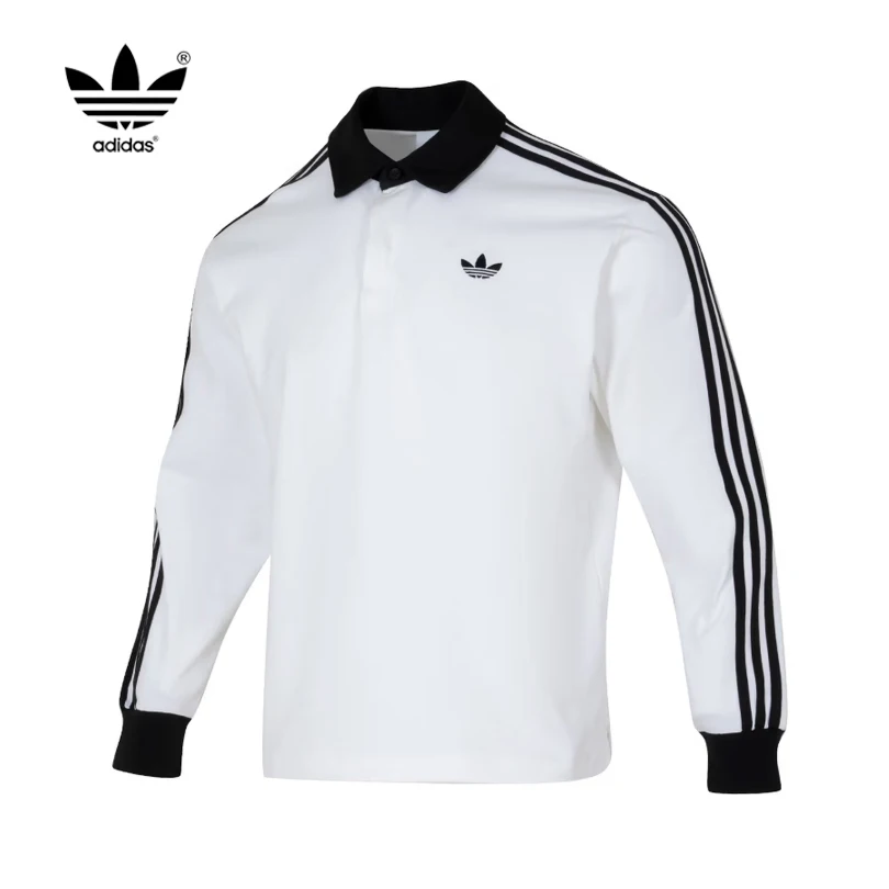 

Мужская спортивная футболка-поло adidas Originals с длинным рукавом, коллекция Весна 2026, модель KE3575