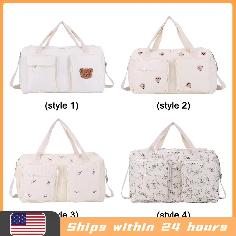 

Quilted Baby Diaper Bag Large Capacity Mommy Bag Cute Duffle Bag for Hospital and Weekender Travel