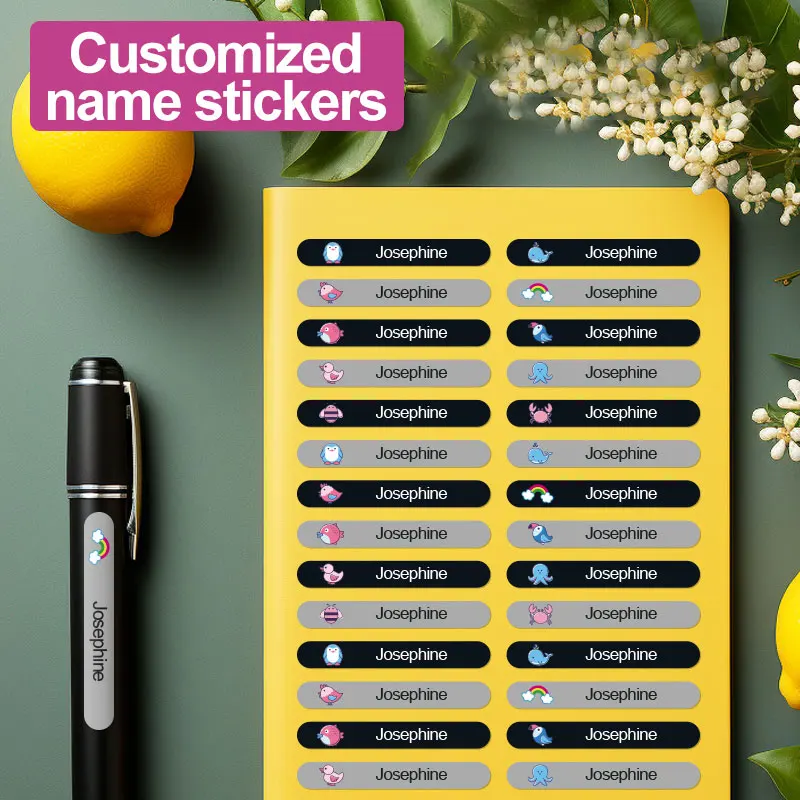 Custom Name Stickers Waterproof Labels for Kids School Suppl
