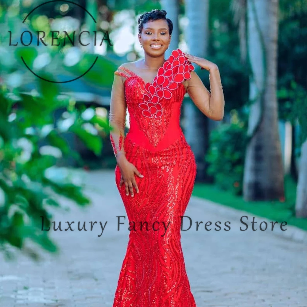 فساتين حفلة موسيقية أنيقة ترتر بأكمام طويلة Bodycon حورية البحر فساتين الحفلات المسائية للمرأة مخصصة ذيل محكمة vestido madrinha #1