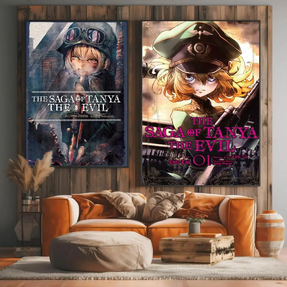 anime S-Saga of Tanya the Evil-L Painting Calligraphy Elegant Botanical Decor for Living Room Modern Interior Design
