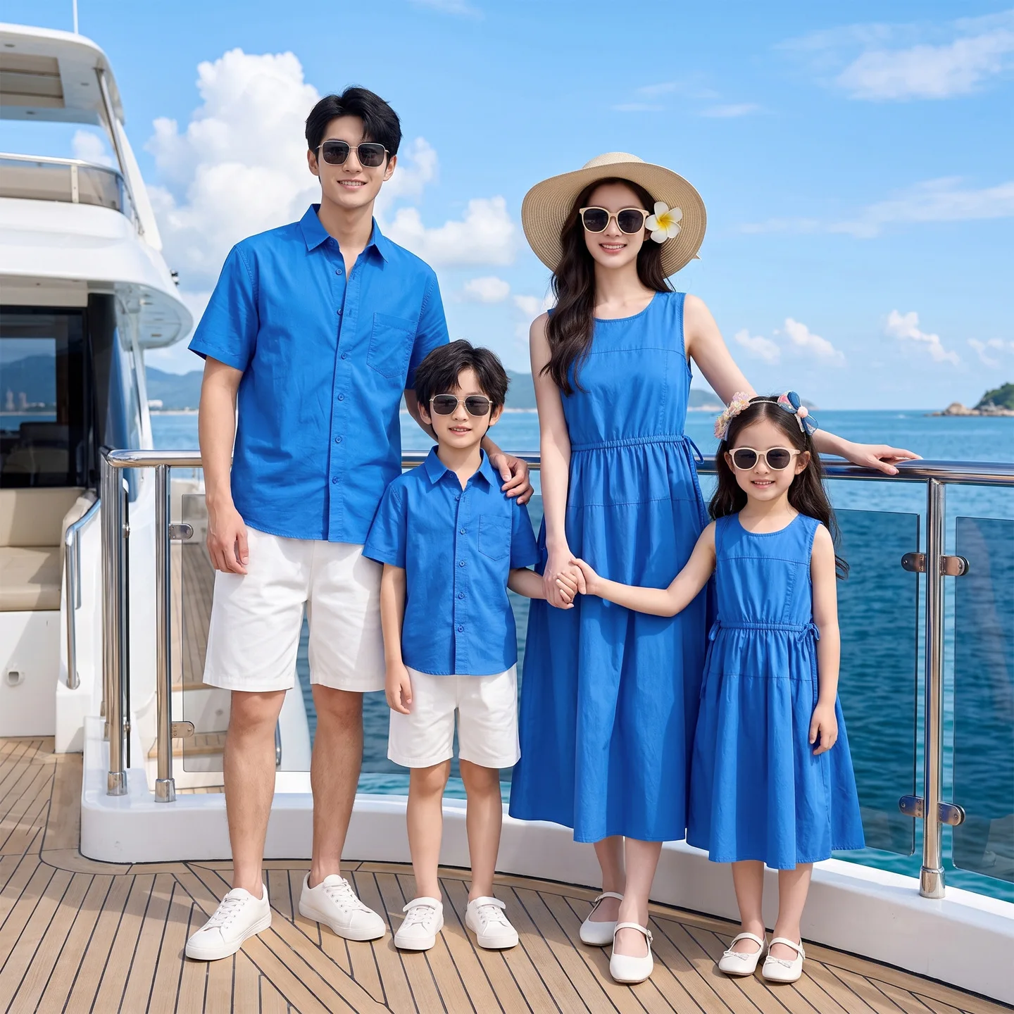 Vacation Family Matching Outfits Mommy and Daughter Matching Dresses Couple Dad Son Shirt Shorts Set Summer Parent Child Clothes