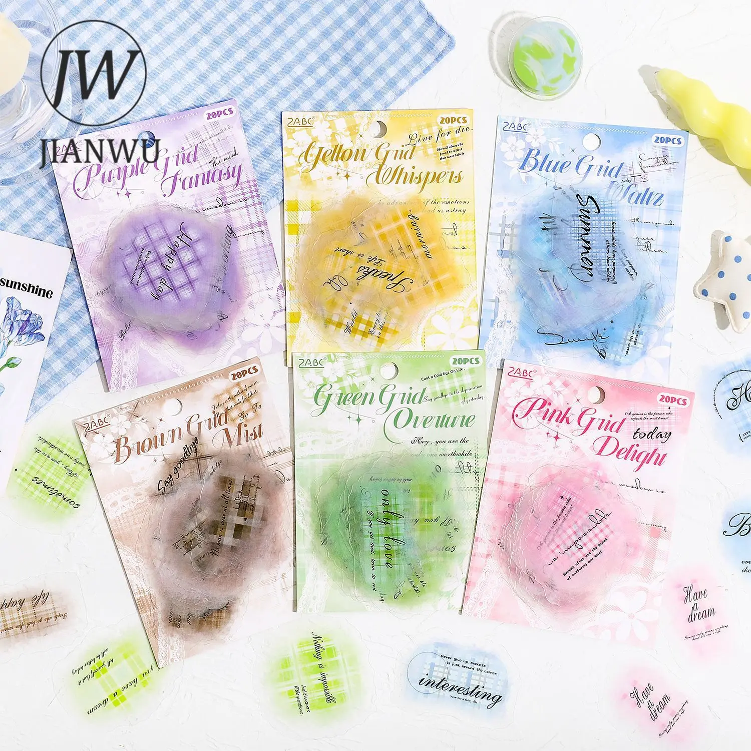 JIANWU Gewu Wonderland Series Vintage Smudge English Text Landscape Material Collage PET Sticker Creative DIY Journal Stationery view 3