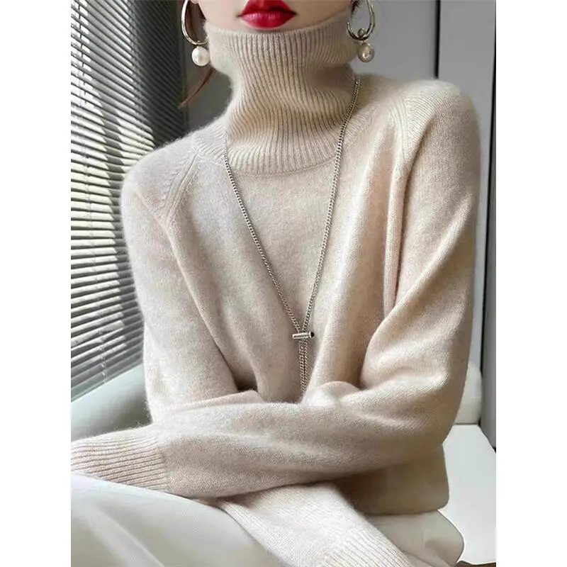 

Women's autumn and winter thickened western-style sweater with high-end high-neck design and slim-fitting knitted bottoming tops