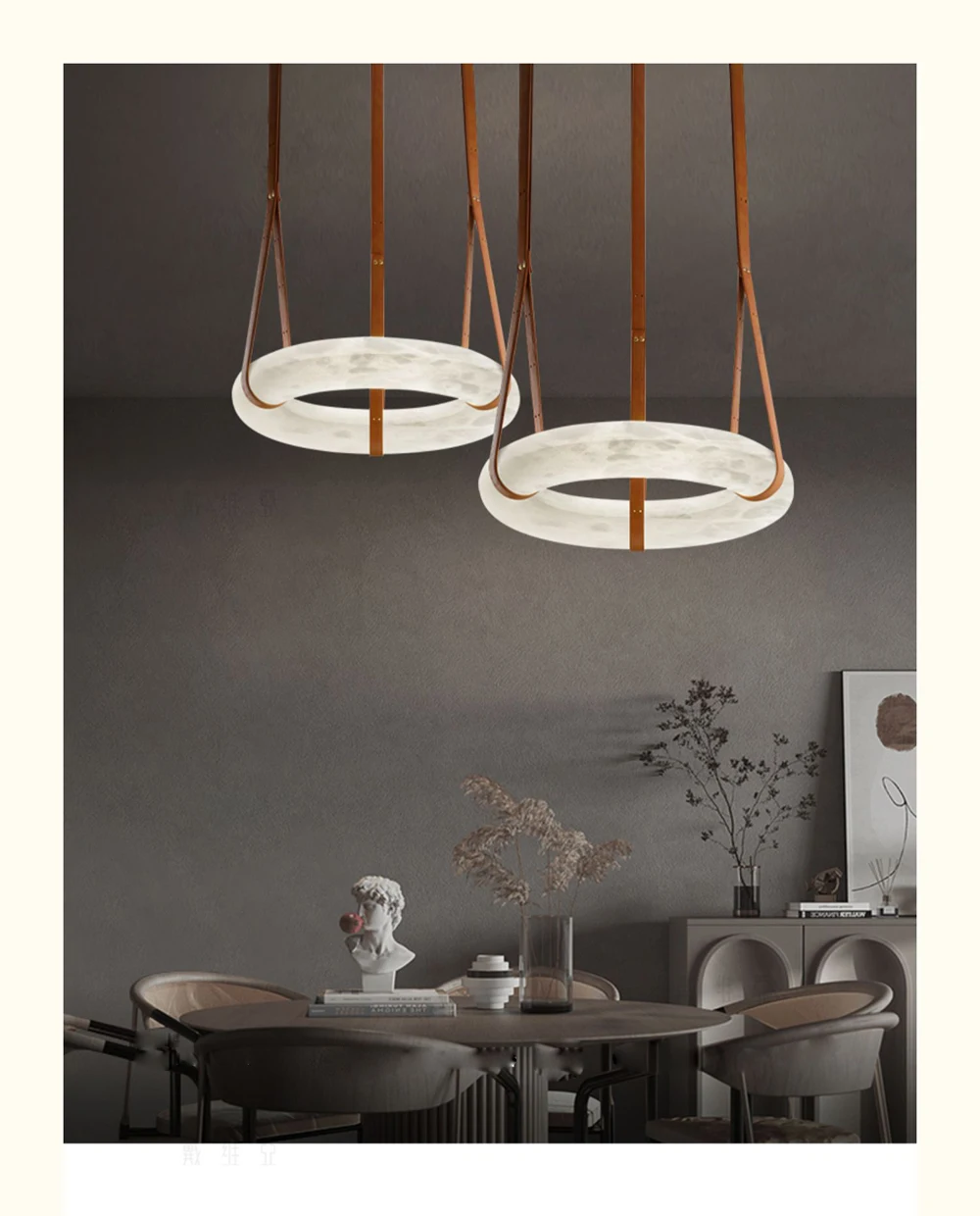Marble Ring Brown Dark Leather Pendant Lights