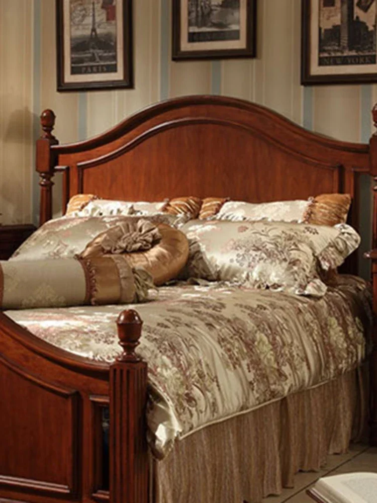 Country Solid Wood  1.8m European Style 1.5 Princess Bed Single  Bedroom Double Bed Frame Queen