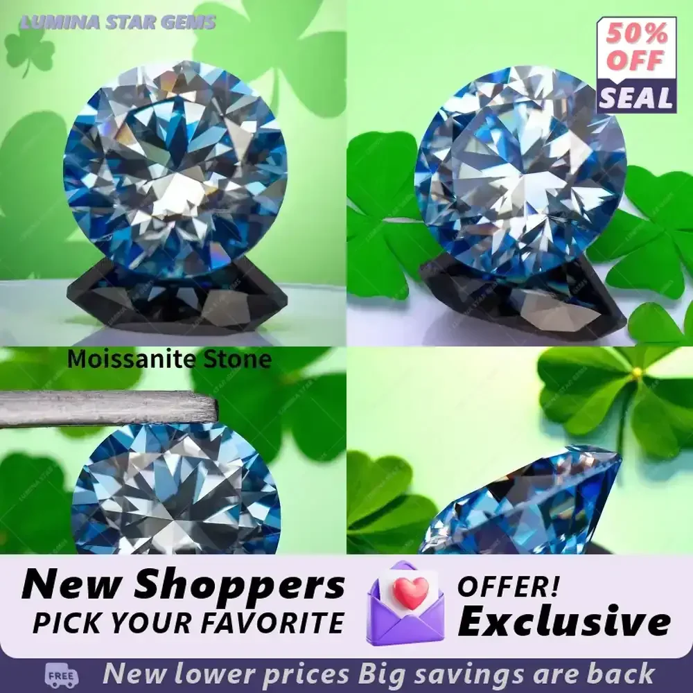 Lab Created Blue Sapphire for L-Ice Blue Colour Moissanite Loose Stone Round Cut Gemstone Synthetic Heat Treated Diamond