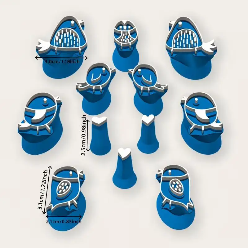 12pcs Bird Heart Clay Stamps Plastic Clay Set For Pottery, Scrapbooking, Card Making - Compatible With Polymer Clay, Wax, Resin