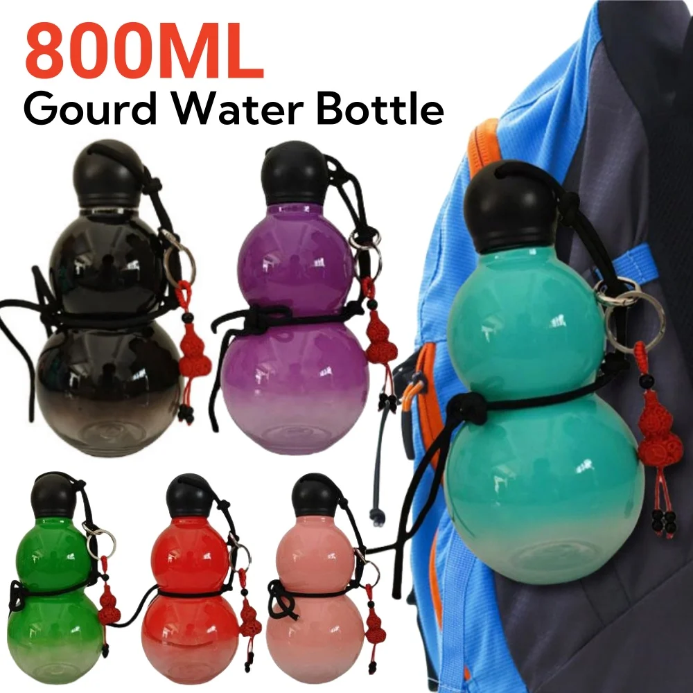 Chinese Retro-Inspired Gourd Water Bottle 800ML Large Capacity Durable Wine Bottle Outdoor Sports Water Kettle Gifts for Men