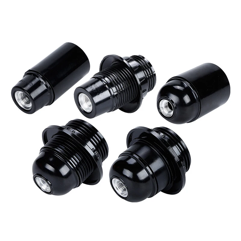 Household Black E27 Self-locking Bakelite Lamp Holder E14 Cap Screw LED Light Head Socket Floor Desktop Light Bulb Base