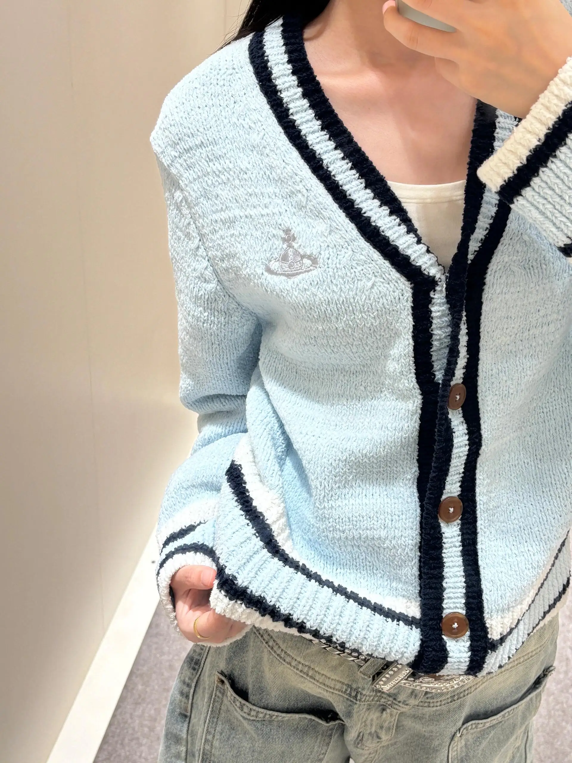 

BANRR Autumn Winter New Design Colion Color V-ne Knitted Open Cardigan Faionable Camere Outerwear